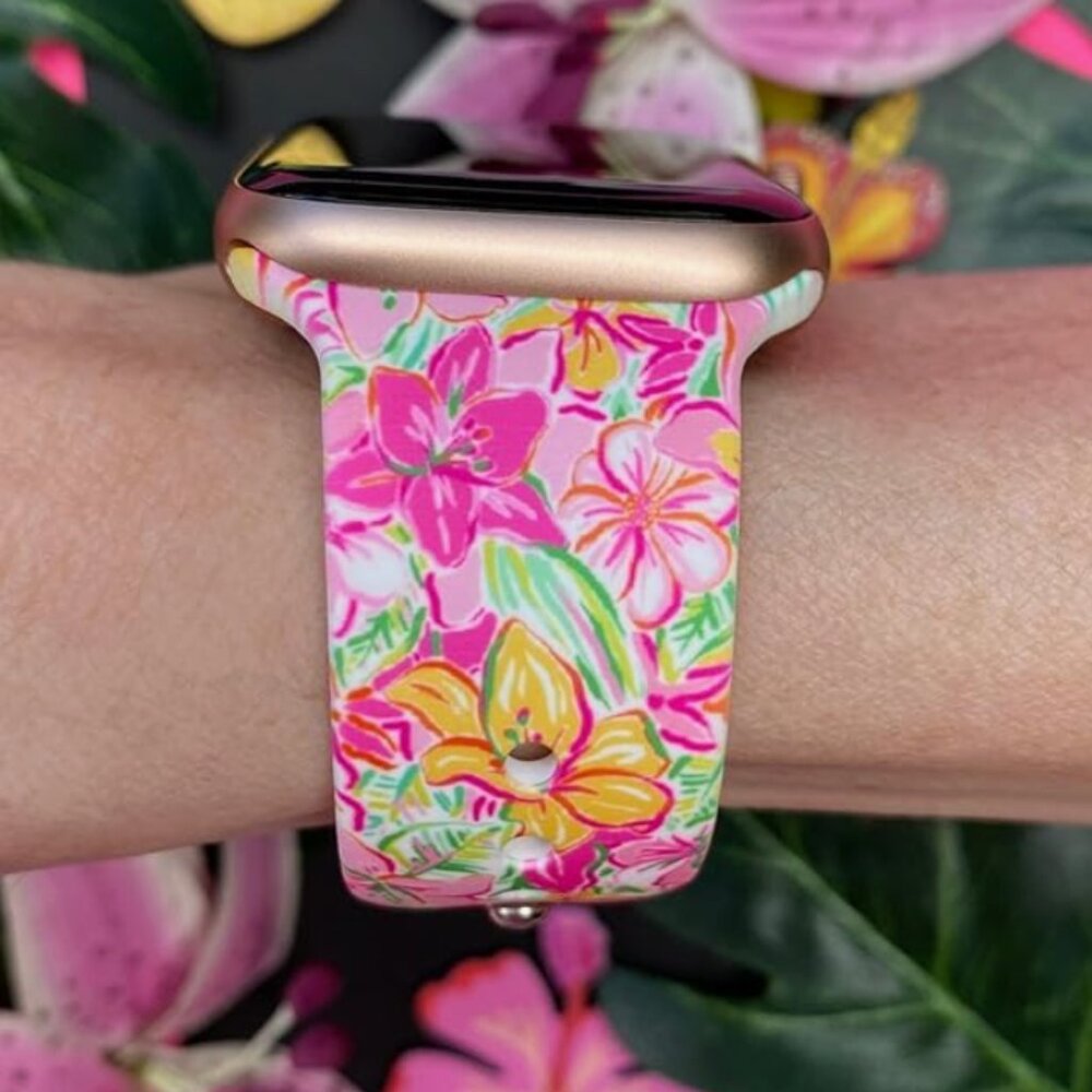 🌸 Printed Silicone Watch Band Compatible with Apple Watch